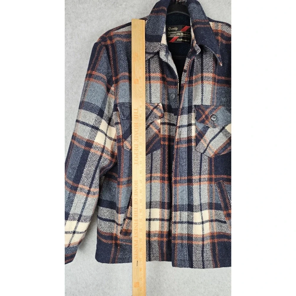 70s Sears Wool Plaid Barn Sherpa Fleece Lined Shirt Jacket Coat Sz 40